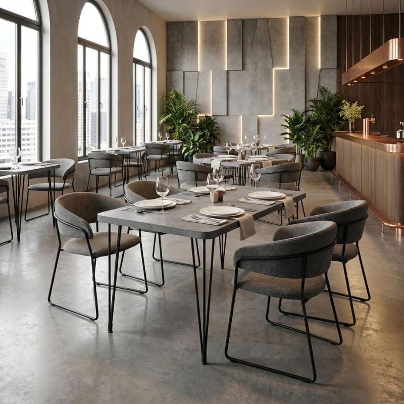 Τραπέζι Roger Megapap Mdf - μεταλλικό χρώμα σκούρο γκρι σκυροδέματος 120x70x75εκ. - Hippiehome.gr