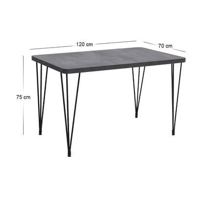 Τραπέζι Roger Megapap Mdf - μεταλλικό χρώμα σκούρο γκρι σκυροδέματος 120x70x75εκ. - Hippiehome.gr