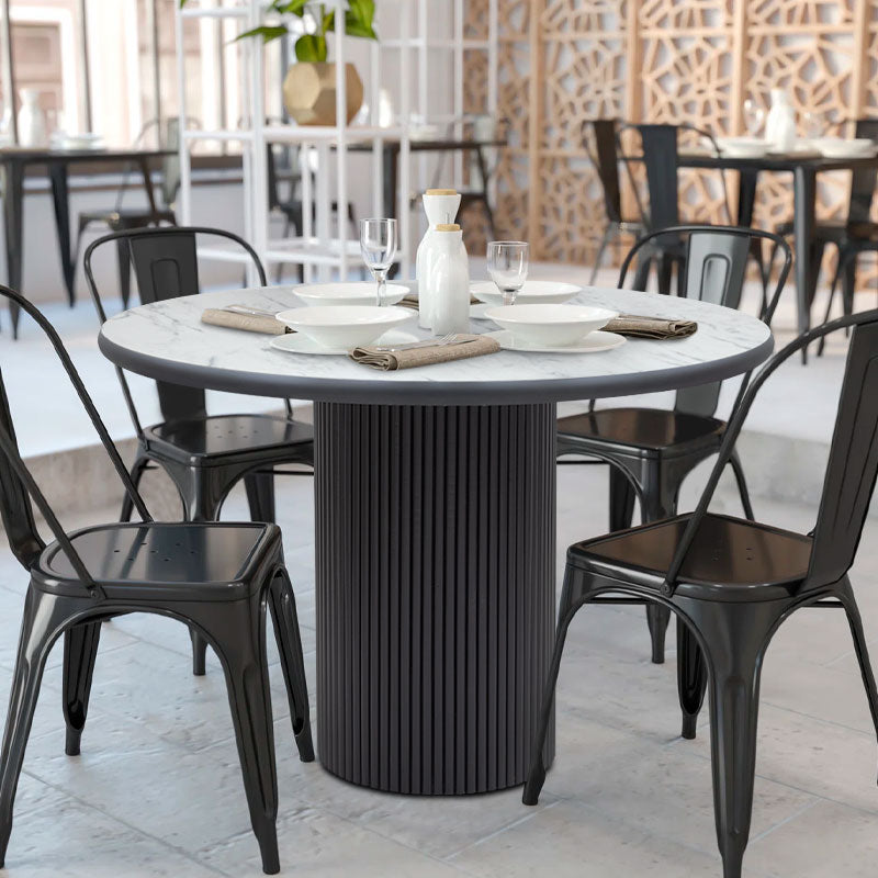 Τραπέζι Borno Megapap χρώμα μαύρο - λευκό εφέ μαρμάρου Ø115x79 εκ. - Hippiehome.gr