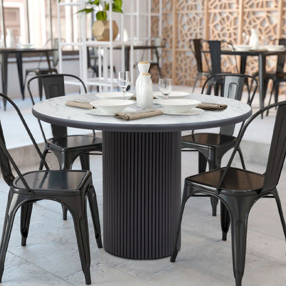 Τραπέζι Borno Megapap χρώμα μαύρο - λευκό εφέ μαρμάρου Ø115x79 εκ. - Hippiehome.gr