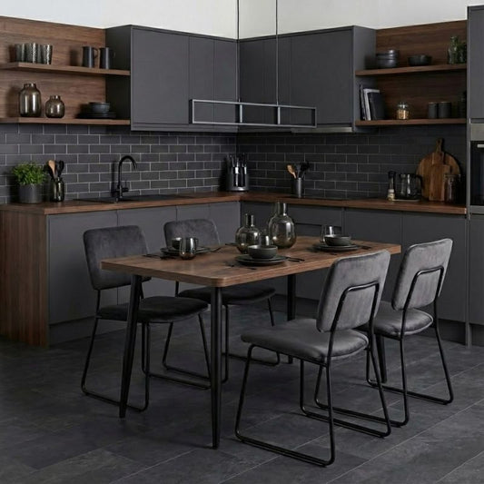 Τραπέζι Levico Megapap Mdf - μεταλλικό χρώμα καπνιστή καρυδιά 130x75x75εκ. - Hippiehome.gr