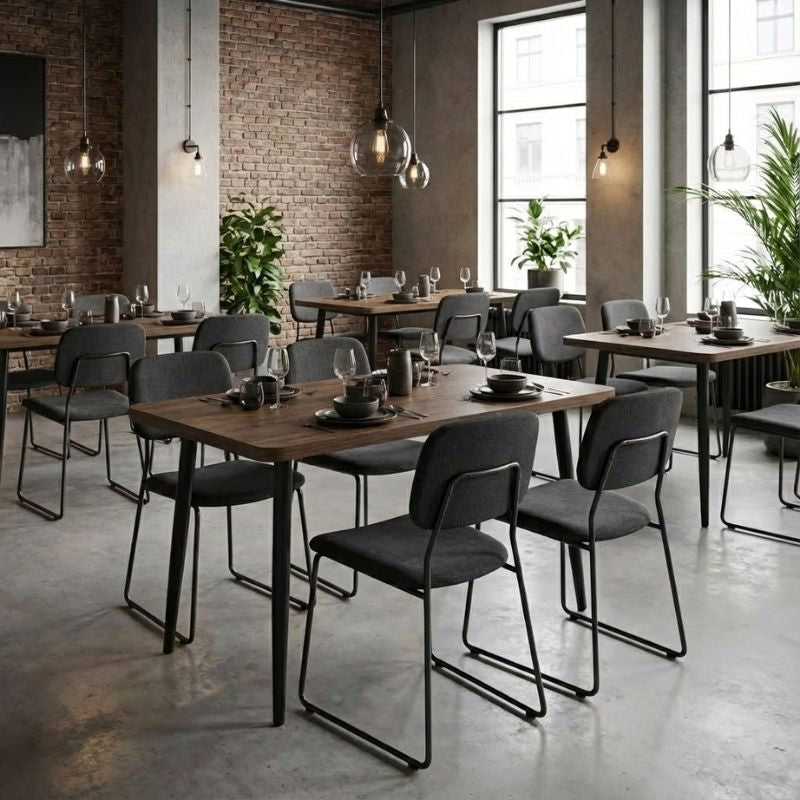 Τραπέζι Levico Megapap Mdf - μεταλλικό χρώμα καπνιστή καρυδιά 130x75x75εκ. - Hippiehome.gr