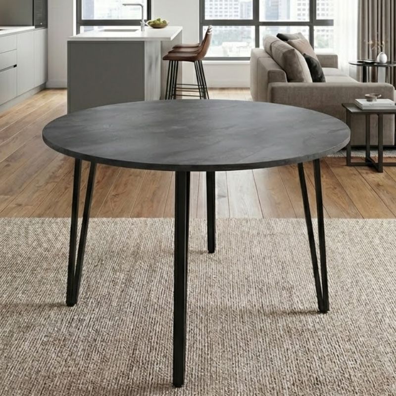 Τραπέζι Zeno Megapap χρώμα σκούρο γκρι σκυροδέματος Ø110x73,5εκ. - Hippiehome.gr