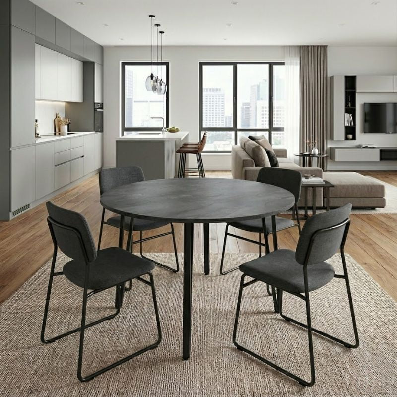 Τραπέζι Zeno Megapap χρώμα σκούρο γκρι σκυροδέματος Ø110x73,5εκ. - Hippiehome.gr