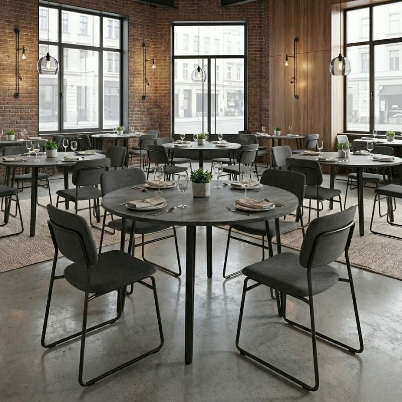 Τραπέζι Zeno Megapap χρώμα σκούρο γκρι σκυροδέματος Ø110x73,5εκ. - Hippiehome.gr