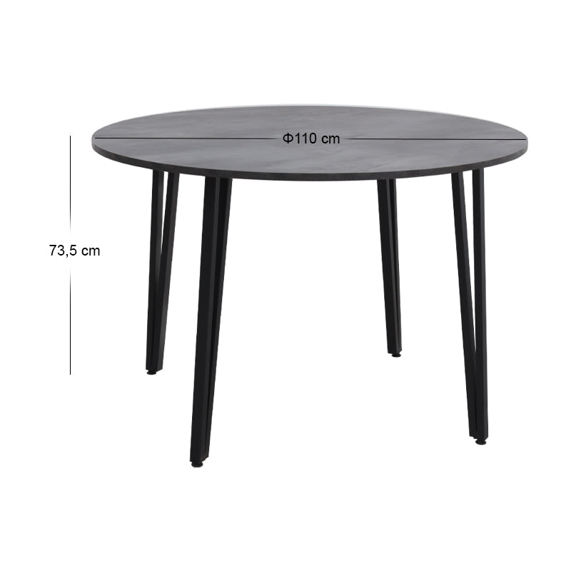 Τραπέζι Zeno Megapap χρώμα σκούρο γκρι σκυροδέματος Ø110x73,5εκ. - Hippiehome.gr