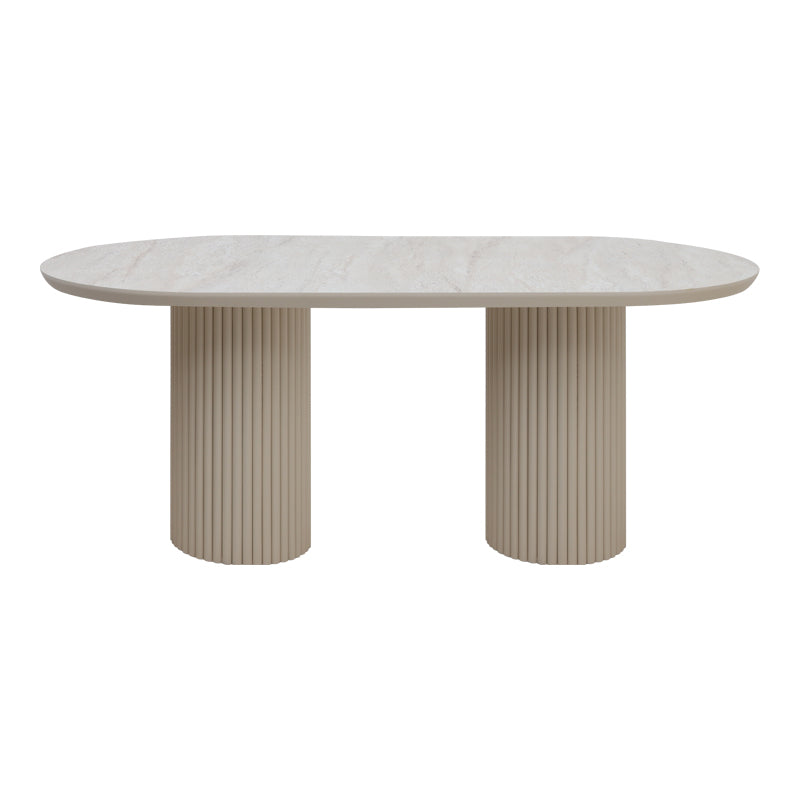 Τραπέζι Hazar Megapap Mdf χρώμα travertine - sandstone 180x90x77εκ. - Hippiehome.gr