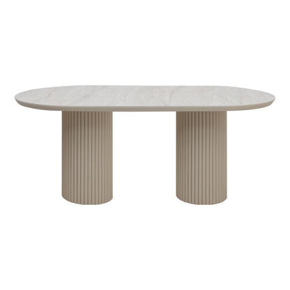 Τραπέζι Hazar Megapap Mdf χρώμα travertine - sandstone 180x90x77εκ. - Hippiehome.gr