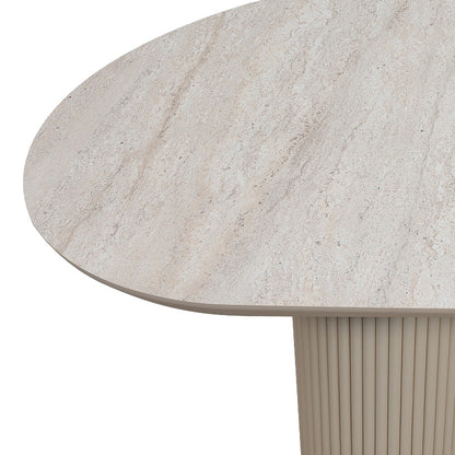 Τραπέζι Hazar Megapap Mdf χρώμα travertine - sandstone 180x90x77εκ. - Hippiehome.gr