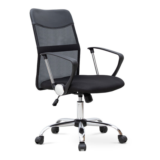 Καρέκλα γραφείου Franco Megapap με ύφασμα Mesh χρώμα μαύρο 59x57x95/105εκ. - Hippiehome.gr