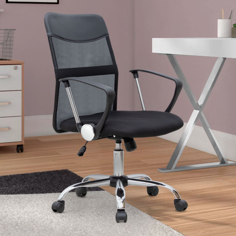 Καρέκλα γραφείου Franco Megapap με ύφασμα Mesh χρώμα μαύρο 59x57x95/105εκ. - Hippiehome.gr
