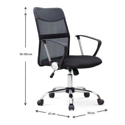 Καρέκλα γραφείου Franco Megapap με ύφασμα Mesh χρώμα μαύρο 59x57x95/105εκ. - Hippiehome.gr