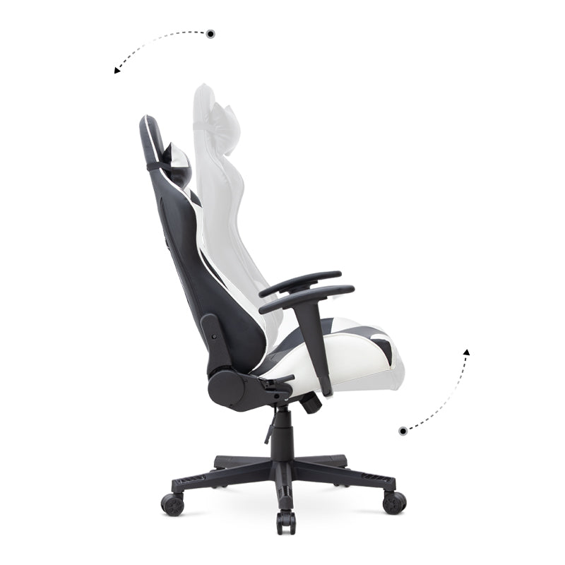 Καρέκλα γραφείου Gaming Alonso Megapap από τεχνόδερμα χρώμα λευκό - μαύρο 67x70x125/135 εκ. - Hippiehome.gr