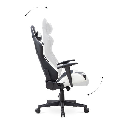 Καρέκλα γραφείου Gaming Alonso Megapap από τεχνόδερμα χρώμα λευκό - μαύρο 67x70x125/135 εκ. - Hippiehome.gr