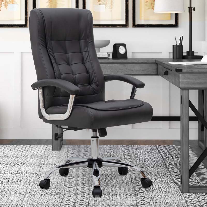 Καρέκλα γραφείου διευθυντική Vision Megapap από τεχνόδερμα χρώμα μαύρο 63x70x112/120εκ. - Hippiehome.gr