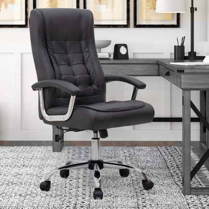 Καρέκλα γραφείου διευθυντική Vision Megapap από τεχνόδερμα χρώμα μαύρο 63x70x112/120εκ. - Hippiehome.gr