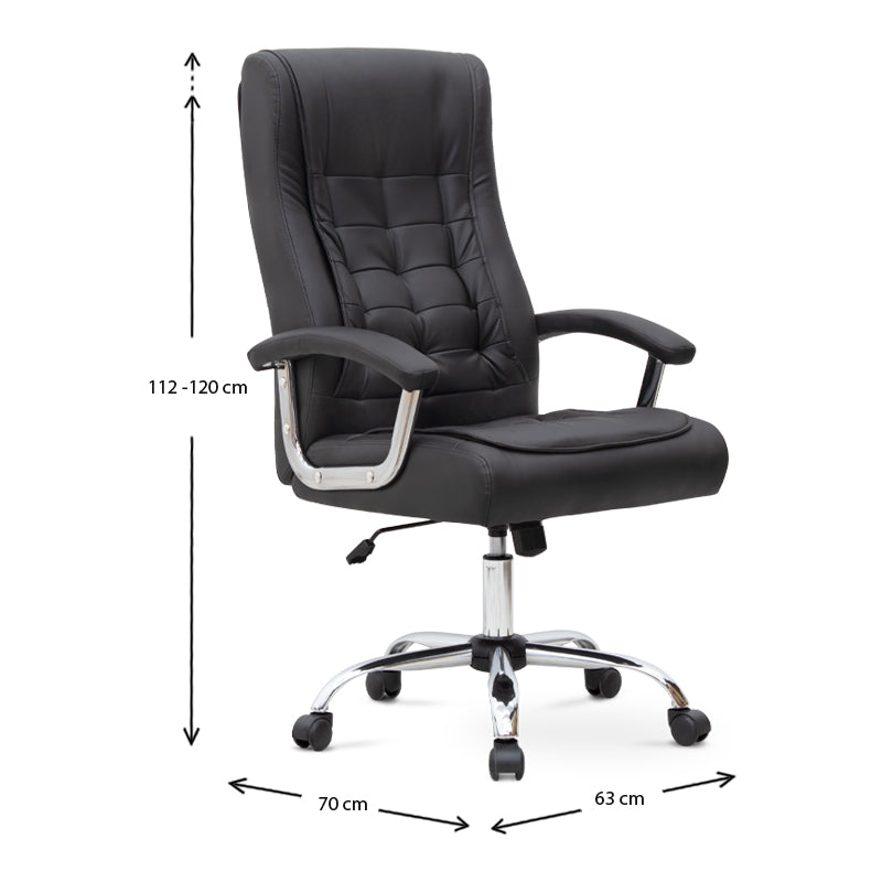 Καρέκλα γραφείου διευθυντική Vision Megapap από τεχνόδερμα χρώμα μαύρο 63x70x112/120εκ. - Hippiehome.gr
