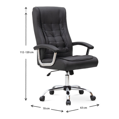 Καρέκλα γραφείου διευθυντική Vision Megapap από τεχνόδερμα χρώμα μαύρο 63x70x112/120εκ. - Hippiehome.gr