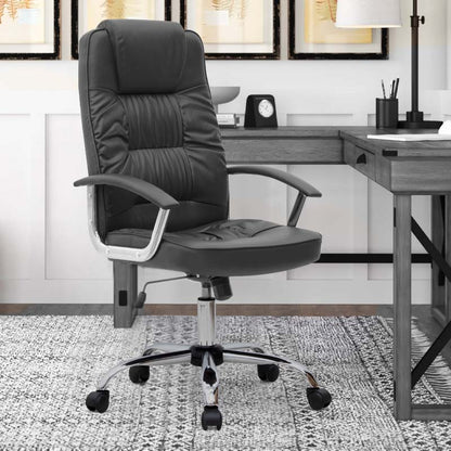 Καρέκλα γραφείου διευθυντική Arial Megapap από τεχνόδερμα χρώμα μαύρο 62x63x112/122εκ. - Hippiehome.gr