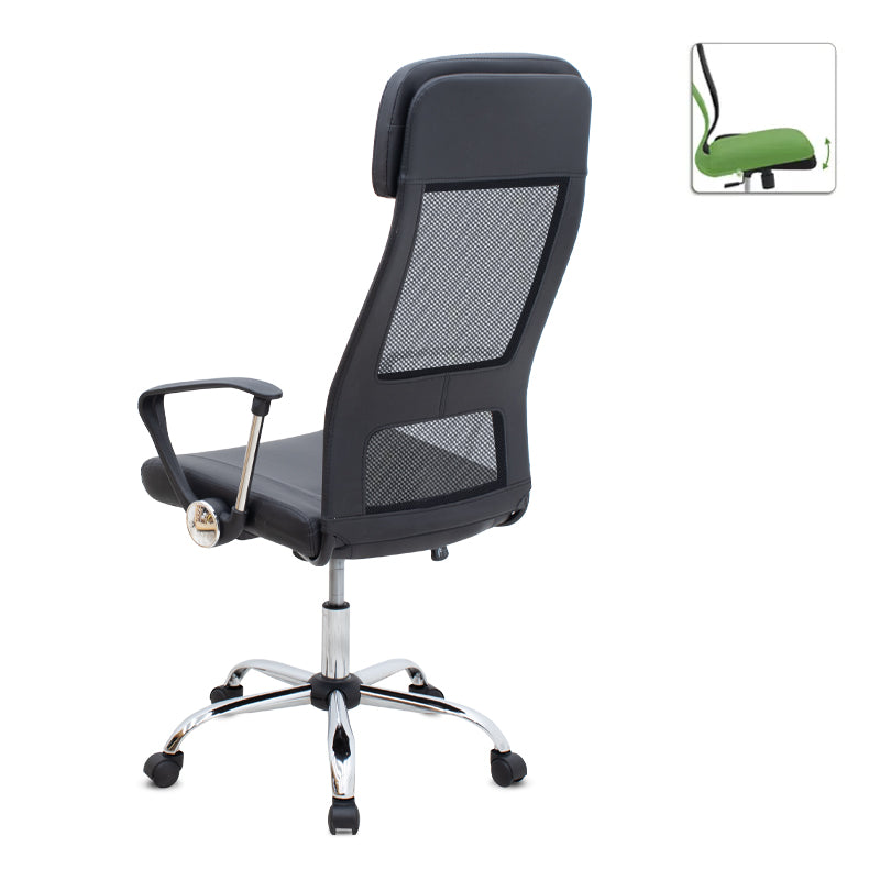 Καρέκλα γραφείου Ovis Megapap με τεχνόδερμα και ύφασμα Mesh χρώμα μαύρο 63x63x119/129εκ. - Hippiehome.gr