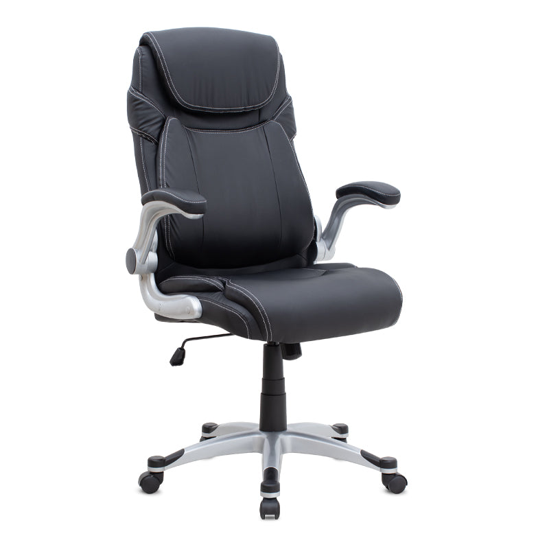 Καρέκλα γραφείου διευθυντική Gustavo Megapap από τεχνόδερμα χρώμα μαύρο 69x65x116/126εκ. - Hippiehome.gr