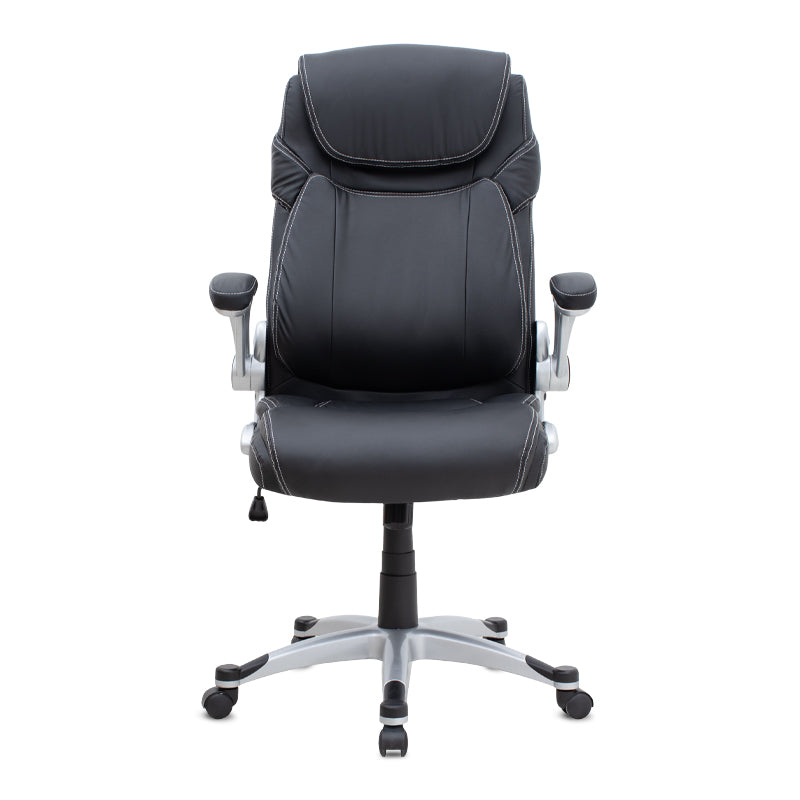 Καρέκλα γραφείου διευθυντική Gustavo Megapap από τεχνόδερμα χρώμα μαύρο 69x65x116/126εκ. - Hippiehome.gr