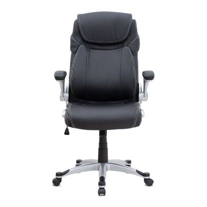 Καρέκλα γραφείου διευθυντική Gustavo Megapap από τεχνόδερμα χρώμα μαύρο 69x65x116/126εκ. - Hippiehome.gr