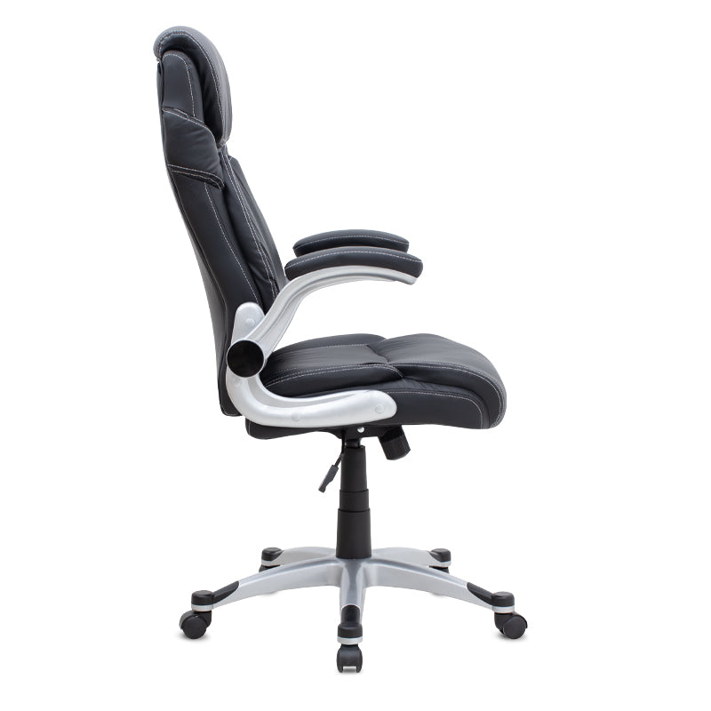 Καρέκλα γραφείου διευθυντική Gustavo Megapap από τεχνόδερμα χρώμα μαύρο 69x65x116/126εκ. - Hippiehome.gr