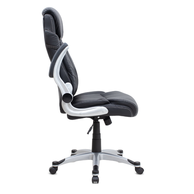 Καρέκλα γραφείου διευθυντική Gustavo Megapap από τεχνόδερμα χρώμα μαύρο 69x65x116/126εκ. - Hippiehome.gr