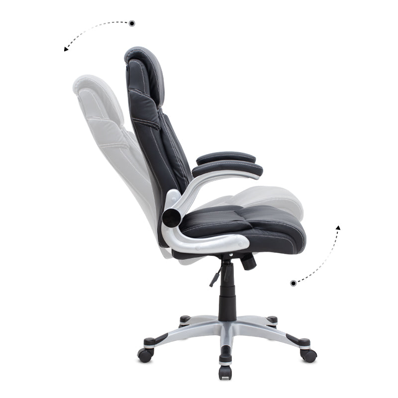 Καρέκλα γραφείου διευθυντική Gustavo Megapap από τεχνόδερμα χρώμα μαύρο 69x65x116/126εκ. - Hippiehome.gr