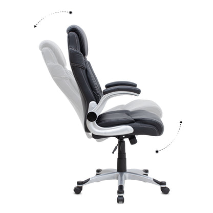 Καρέκλα γραφείου διευθυντική Gustavo Megapap από τεχνόδερμα χρώμα μαύρο 69x65x116/126εκ. - Hippiehome.gr