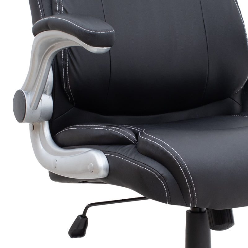 Καρέκλα γραφείου διευθυντική Gustavo Megapap από τεχνόδερμα χρώμα μαύρο 69x65x116/126εκ. - Hippiehome.gr