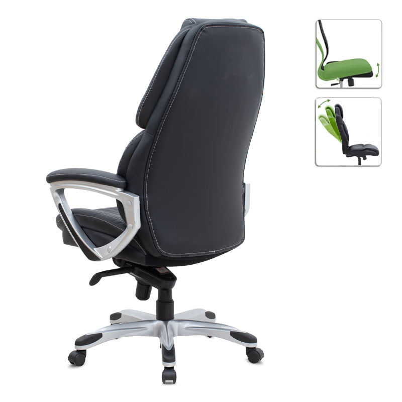 Καρέκλα γραφείου διευθυντική Duke Megapap από τεχνόδερμα χρώμα μαύρο 72x70x120/125εκ. - Hippiehome.gr