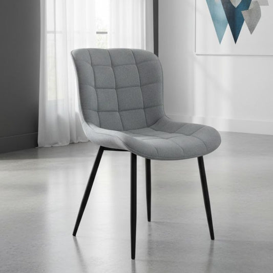 Καρέκλα τραπεζαρίας Chiara Megapap γκρι ύφασμα - μεταλλικό μαύρο πόδι 48x58x81εκ. - Hippiehome.gr