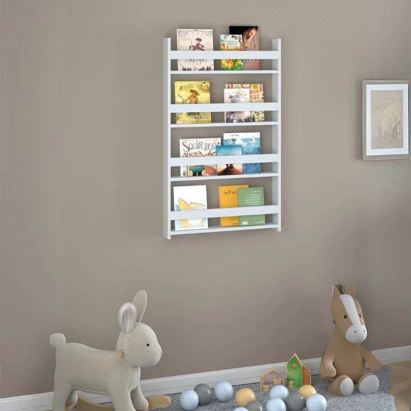 Επιτοίχια βιβλιοθήκη - ραφιέρα Montessori Megapap από μελαμίνη χρώμα λευκό 70x10x120εκ. - Hippiehome.gr