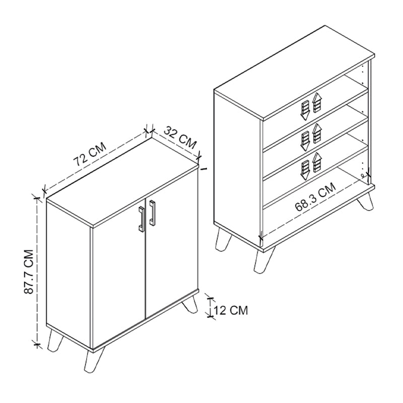 Ντουλάπι κουζίνας/μπάνιου - Παπουτσοθήκη Lilly Megapap χρώμα ανθρακί 72x32,5x88εκ. - Hippiehome.gr