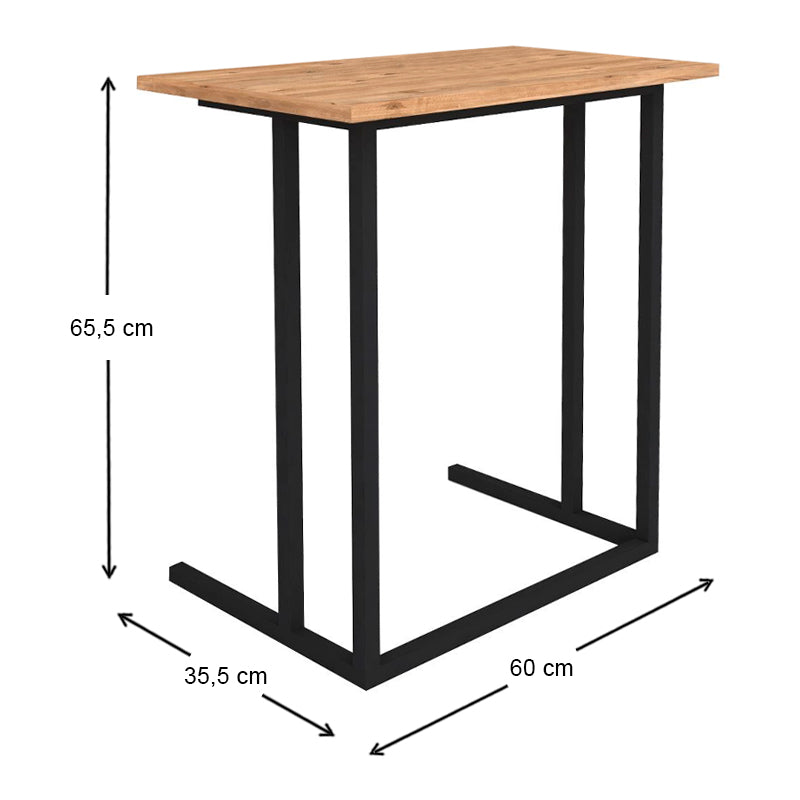 Βοηθητικό τραπεζάκι Jango Megapap μεταλλικό - μελαμίνης χρώμα μαύρο - pine oak 60x35,5x65,5εκ. - Hippiehome.gr