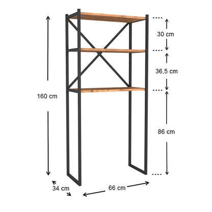Έπιπλο πλυντηρίου Mindy Megapap μεταλλικό - μελαμίνης χρώμα μαύρο - pine oak 66x34x160εκ. - Hippiehome.gr