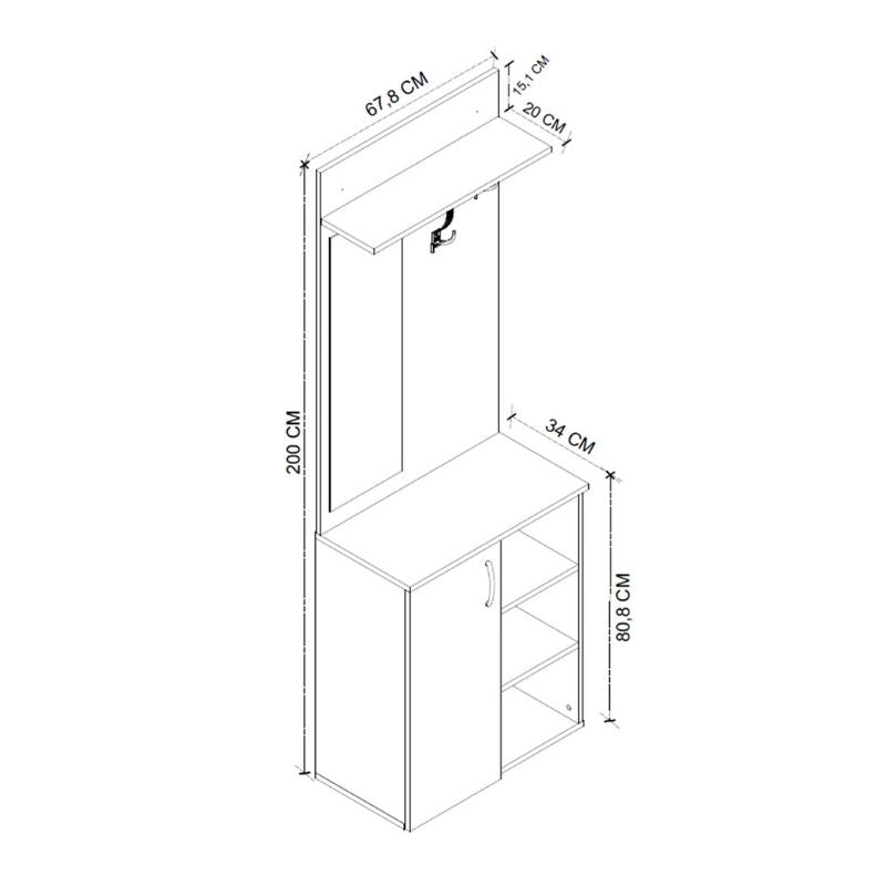 Έπιπλο εισόδου Norva Megapap χρώμα sapphire oak - ανθρακί 67,8x36,3x200,6εκ. - Hippie Home 