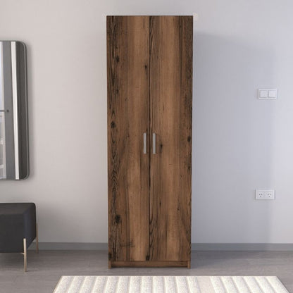 Ντουλάπα ρούχων - Παπουτσοθήκη Renso Megapap δίφυλλη χρώμα καπνιστή καρυδιά 59,8x37,8x178,5εκ. - Hippiehome.gr