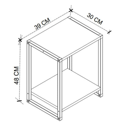 Κομοδίνο Gina Megapap χρώμα sapphire oak - μαύρο 39x30x48εκ. - Hippiehome.gr
