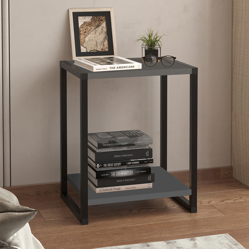 Κομοδίνο Gina Megapap χρώμα ανθρακί - μαύρο 39x30x48εκ. - Hippiehome.gr