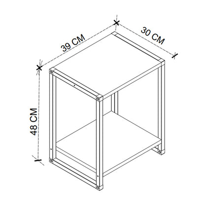 Κομοδίνο Gina Megapap χρώμα ανθρακί - μαύρο 39x30x48εκ. - Hippiehome.gr