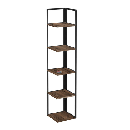 Βιβλιοθήκη γωνιακή Lidia Megapap χρώμα μαύρο - καπνιστή καρυδιά 33,5x33,5x180εκ. - Hippiehome.gr