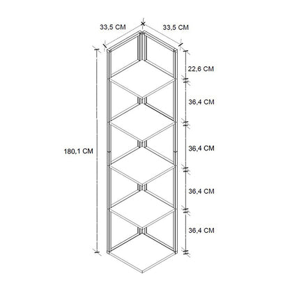 Βιβλιοθήκη γωνιακή Lidia Megapap χρώμα μαύρο - καπνιστή καρυδιά 33,5x33,5x180εκ. - Hippiehome.gr