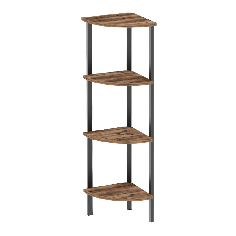 Βιβλιοθήκη γωνιακή Lela Megapap χρώμα μαύρο - καπνιστή καρυδιά 34x34x125εκ. - Hippiehome.gr