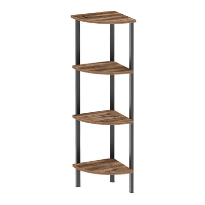 Βιβλιοθήκη γωνιακή Lela Megapap χρώμα μαύρο - καπνιστή καρυδιά 34x34x125εκ. - Hippiehome.gr