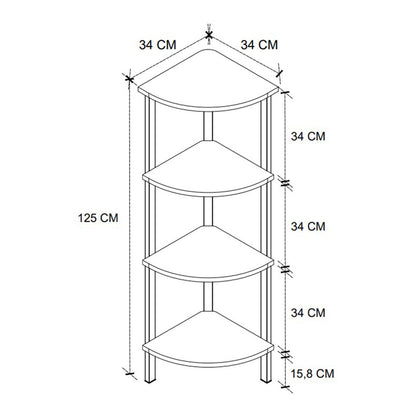 Βιβλιοθήκη γωνιακή Lela Megapap χρώμα μαύρο - καπνιστή καρυδιά 34x34x125εκ. - Hippiehome.gr