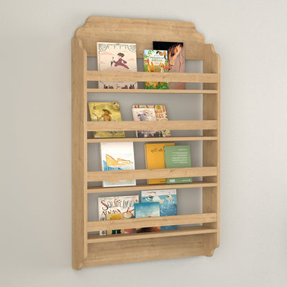Επιτοίχια βιβλιοθήκη - ραφιέρα Montessori Megapap χρώμα sapphire oak 80x15x132εκ. - Hippiehome.gr