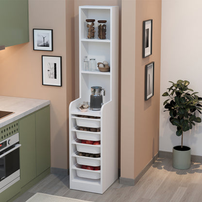 Έπιπλο κουζίνας - μπάνιου Utah Megapap με 5 συρτάρια χρώμα λευκό 34,6x44,3x178εκ. - Hippiehome.gr